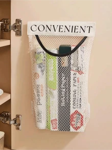 Wall-Mounted Kitchen Garbage Bag Storage Rack – 1pc Large Capacity Plastic Bag Holder With Hook-And-Loop For Easy Access Storage - Multicolor - View 4