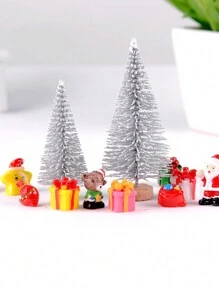 1 cây thông Noel Mini bằng kim tuyết tùng, đồ trang trí nhỏ sáng tạo cho máy tính để bàn, bánh, xe hơi, Diorama, đồ trang trí chậu hoa Quà tặng tốt nhất - Nhiều màu - Xem 6
