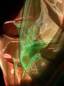 1 件古蓝渐变半透明水光欧根纱面料复古创意连衣裙婚纱裙子设计师面料 - 軍綠色 - 查看 5