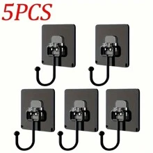 5/10pcs Large Adhesive Hooks 22Ib(Max), Waterproof And Rustproof Wall Hooks For Hanging Heavy Duty, Stainless Steel Towel And Coats Hooks To Use Inside Kitchen, Bathroom, Home And Office (Black, Gold, Clear) - Multicolor - View 9