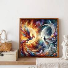Bộ tranh đính đá 5D 30x30cm - Tranh đính đá tròn họa tiết động vật chủ đề Phượng Hoàng Lửa và Băng, thích hợp cho người mới bắt đầu, thủ công thêu chữ thập tự làm, thích hợp trang trí phòng khách phòng ngủ tại nhà, không có khung - Nhiều màu - Xem 3