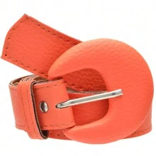 Kit 2 Women's Fashion Belt Fashion Oval Belt 1.10cm Various Colors Summer - 橙-白 - 查看 4