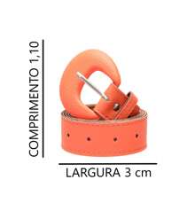 Kit 2 Women's Fashion Belt Fashion Oval Belt 1.10cm Various Colors Summer - 橙-白 - 查看 2
