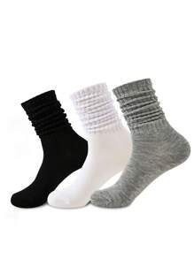 3 Cặp vớ thể thao sọc hai bên bằng polyester trơn nhiều màu cho nữ, có thể mặc trong mọi mùa - Nhiều màu - Xem 6