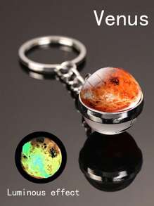 精致夜光玻璃球双面水晶钥匙扣礼品套装 - 星空星系/地球/太阳/月亮/火星/水星/木星/土星万圣节圣诞节礼物星星吊饰小礼物 - 彩色 - 查看 5