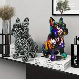 Figura de Bulldog - Escultura de perro de resina para decoración del hogar y tienda, regalo perfecto de Navidad y Año Nuevo