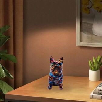 Bulldog-beeldje - Harsen hondenbeeldje voor thuis- en winkeldecoratie, perfect kerst- en nieuwjaarscadeau