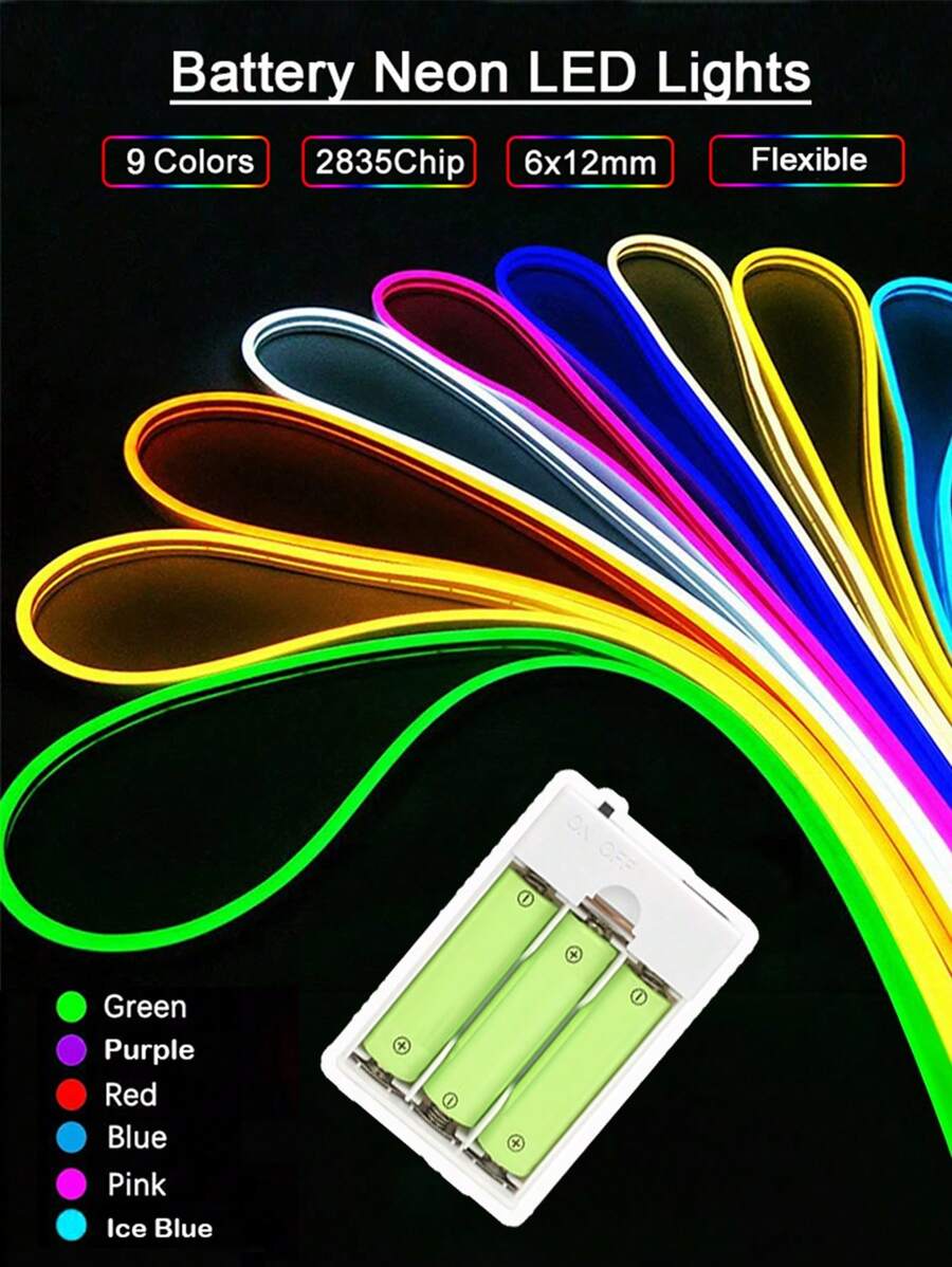 Acosh Neon 圣诞节等场合使用的 LED 霓虹灯条 - 电池供电，带开/关开关，室内/室外使用，多色照明，适合派对、阳台、餐厅装饰 - 多色 - 查看 1