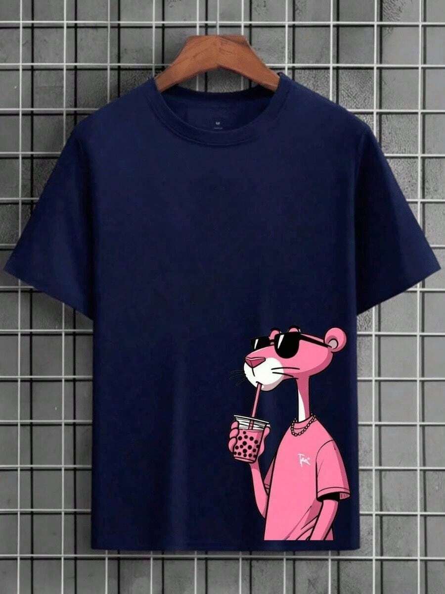 Pink Panther Men's Basic Streetwear Shirt New Release - Navy Blue - View 1