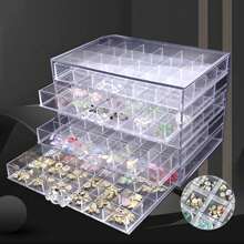 SHZICMY 120 Grids Transparent Nail Art Supplies Sequence Storage Box, 5 Layer Drawers Large Capacity, Rhinestone Gems Beads Plastic Organizer Holder Container Jewelry Display Case - trắng - Xem 3