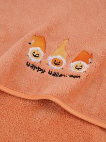 1/3件万圣节珊瑚绒刺绣南瓜，秋季装饰，毛巾或浴巾，南瓜，节日礼物，万圣节快乐，节日礼物 - 橘色 - 查看 6