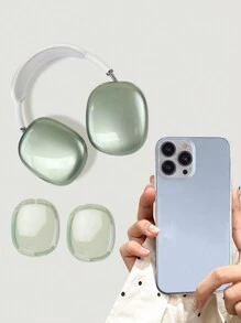 1 个大孔径透明外壳和 1 对耳机保护壳，防摔软壳兼容苹果手机和 AirPods Max 耳机 - 無色 - 查看 5