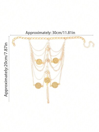1pc Metal Multi-Layer Tassel Anklet - Vintage Fashion Chain Foot Jewelry For Cosplay & Dance