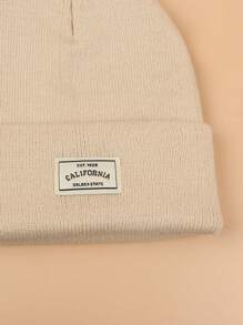 1 pieza Gorro de punto con bordado de letra versátil y de moda - Beis - Ver 4