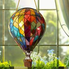 1 件彩色热气球窗帘装饰 - 彩绘玻璃外观，（7.9 英寸 X 5.1 英寸）丙烯酸材料，适合所有季节，是送给朋友、圣诞节、新年和派对的理想礼物