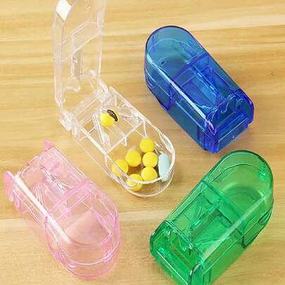 1pc PVC Pill Crusher And Divider Combo, Portable Pill Box Cutter, Easy Grip, For Elderly Daily Medication Organizer