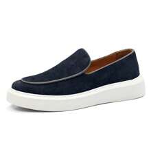 Men's Suede Loafer Lined With Insole - Navy Blue - View 1