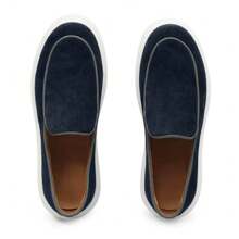 Men's Suede Loafer Lined With Insole - Navy Blue - View 4