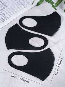 Gói 7 khẩu trang vải polyester lụa băng ba chiều 3D màu trơn cho người lớn - Chống tia UV, thoáng khí, thiết kế có thể giặt được, tạo sự thoải mái và phong cách - màu đen - Xem 5