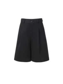 Women's Summer 2024 Twill Fabric Suit Bermuda Shorts High Waist Wide Leg A-Line Casual Five-Inch Length - màu đen - Xem 1