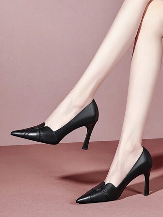 Spring&Autumn New Black & White Hollow Out Pointed Toe Stilettos Slip-On Pumps Ladies Elegant Work Shoes
