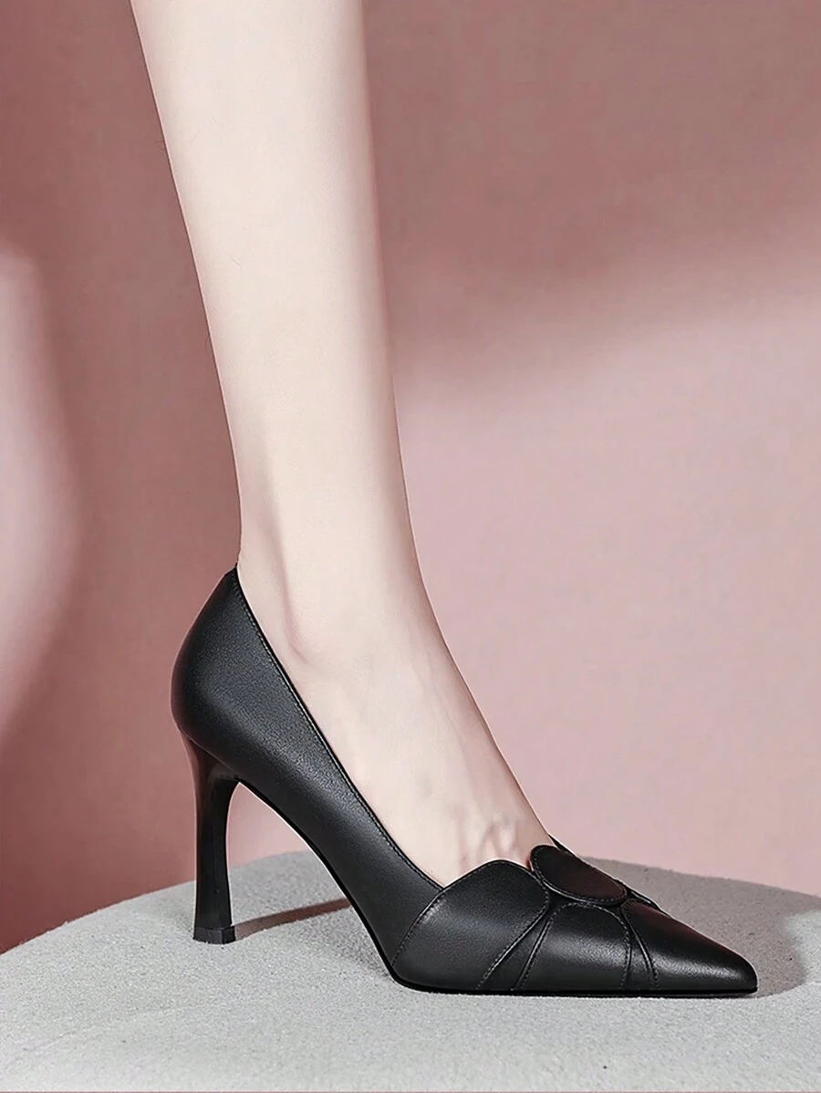 Spring&Autumn New Black & White Hollow Out Pointed Toe Stilettos Slip-On Pumps Ladies Elegant Work Shoes