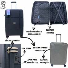 Unbreakable PP Suitcase 32kg 360 Swivel Wheels Expandable Polypropylene International Airplane Standard - 灰色 - 查看 2