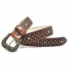 Atrevidu's Women's Country Leather Belt With Rhinestones/Stud - Lạc đà - Xem 2