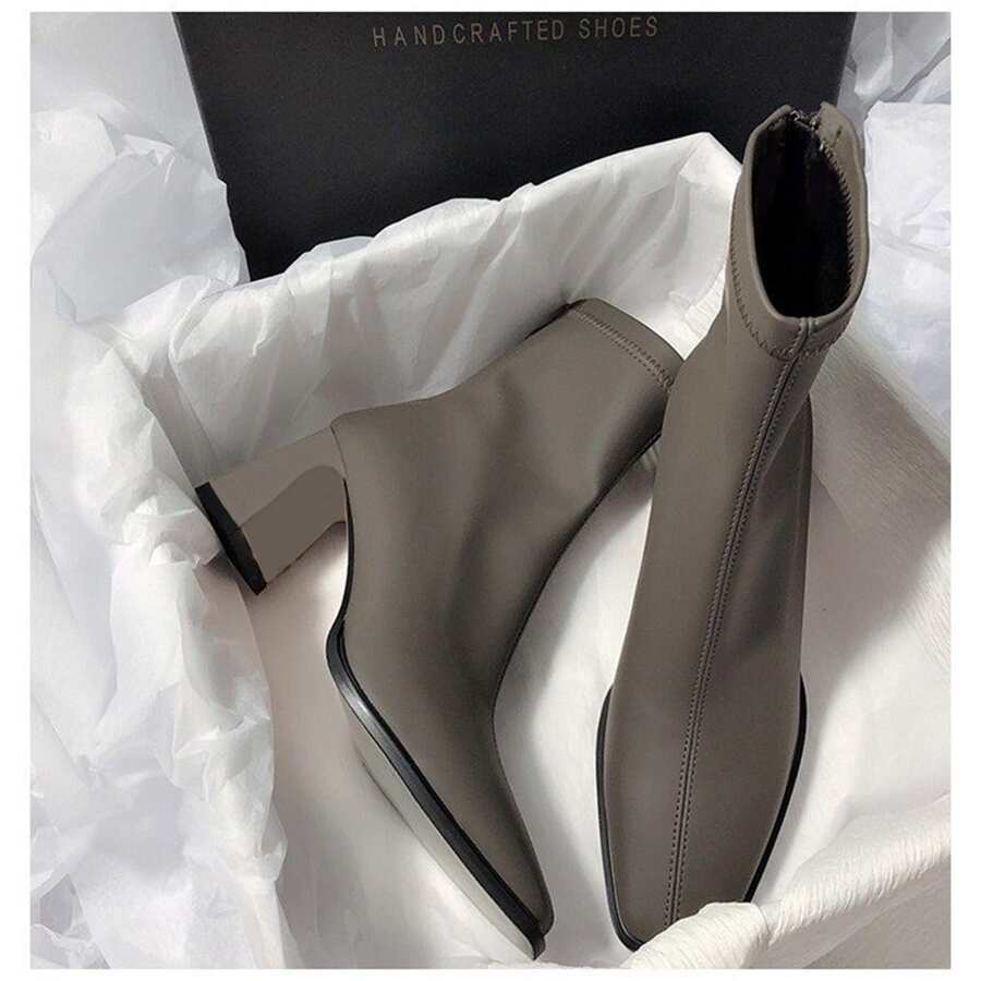 Elegant Versatile Women's Ankle Boots 2026 Autumn/Winter New Fashion Women's Boots Chunky Heel Back Zipper Ankle Boots, Size Runs Small, Recommend Choosing One Size Larger "Due To Different Production Batches, There May Be Some Color Differences."
