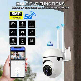 1pc 8MP/5MP/3MP/2MP 1080P HD Dual-Band 2.4G+5G/2.4G WiFi Outdoor/Indoor Security Camera, Wireless WiFi Camera, Surveillance Camera, PTZ Camera