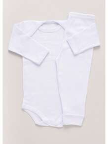 2 Piece Set Kit Long Sleeve Bodysuit And Ribbed Romper - trắng - Xem 1