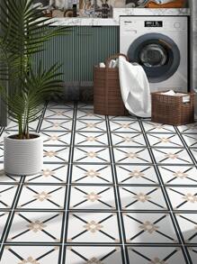 12 buc - Autocolante autoadezive detașabile, impermeabile, rezistente la umiditate, pentru perete și faianță, model geometric în stil marocan, negru-maro/roz-alb/bej-alb/bej-negru, decor de casă, disponibile pentru bucătărie, baie, dormitor, birou, sală de clasă, gresie/faiță de podea 20 cm * 20 cm, gresie/faiță autoadezivă, decor pentru living/cameră de zi