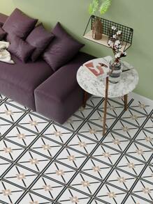 12 buc - Autocolante autoadezive detașabile, impermeabile, rezistente la umiditate, pentru perete și faianță, model geometric în stil marocan, negru-maro/roz-alb/bej-alb/bej-negru, decor de casă, disponibile pentru bucătărie, baie, dormitor, birou, sală de clasă, gresie/faiță de podea 20 cm * 20 cm, gresie/faiță autoadezivă, decor pentru living/cameră de zi