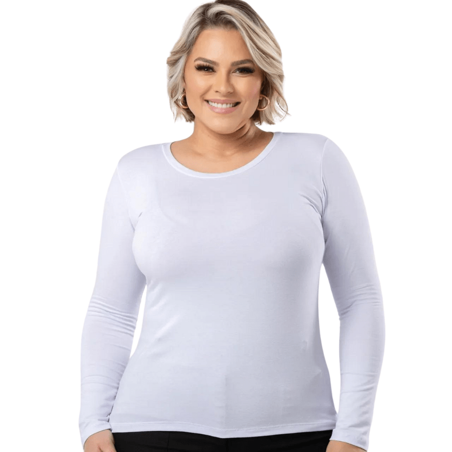 Blusa Baby Look Viscolycra Manga Longa Plus size