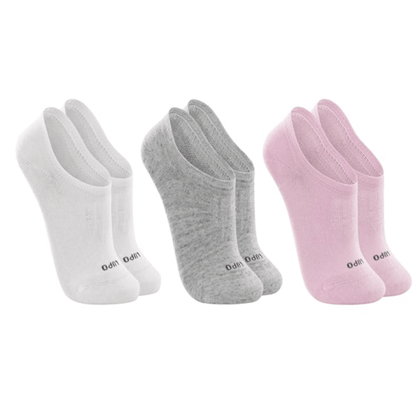 Kit 3 Pares Meias Soquete Femininas, Algodão, Cinza, Branco, Rosa