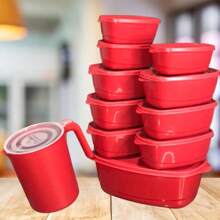 11 Piece Kit - Airtight Plastic Jars 10 Jars + 1 Jug - 紅色 - 查看 2