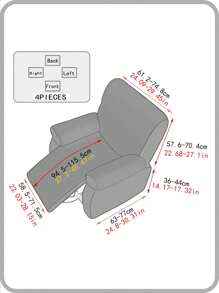 4/6/8 件雪花锦缎弹力躺椅沙发套，家庭卧室客厅餐厅防尘防污防猫抓沙发套 - 米色 - 查看 8