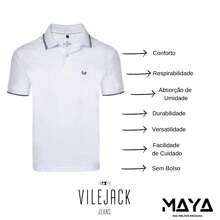 Men's 100% Cotton Short Sleeve Polo Shirt - 白色 - 查看 2