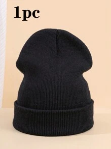 3pcs Women's Solid Color Simple And Fashionable Winter Unisex Black And White Khaki Thickened Warm Winter Hat - Suitable For Cold Winter Halloween