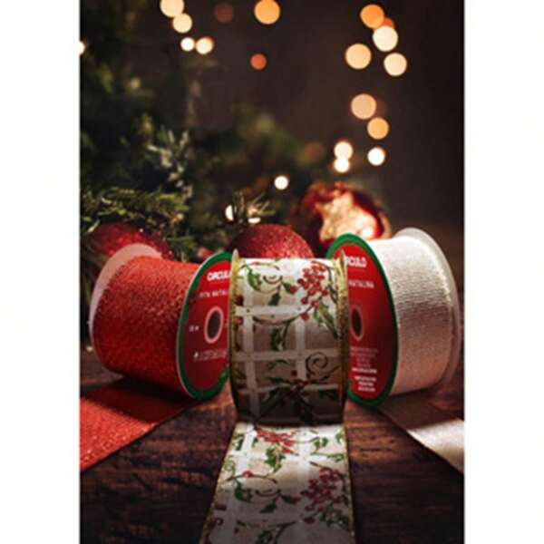 Kit 2 Fitas Natalinas Para Árvores Laços Decoração de Natal Fita Aramada 3m