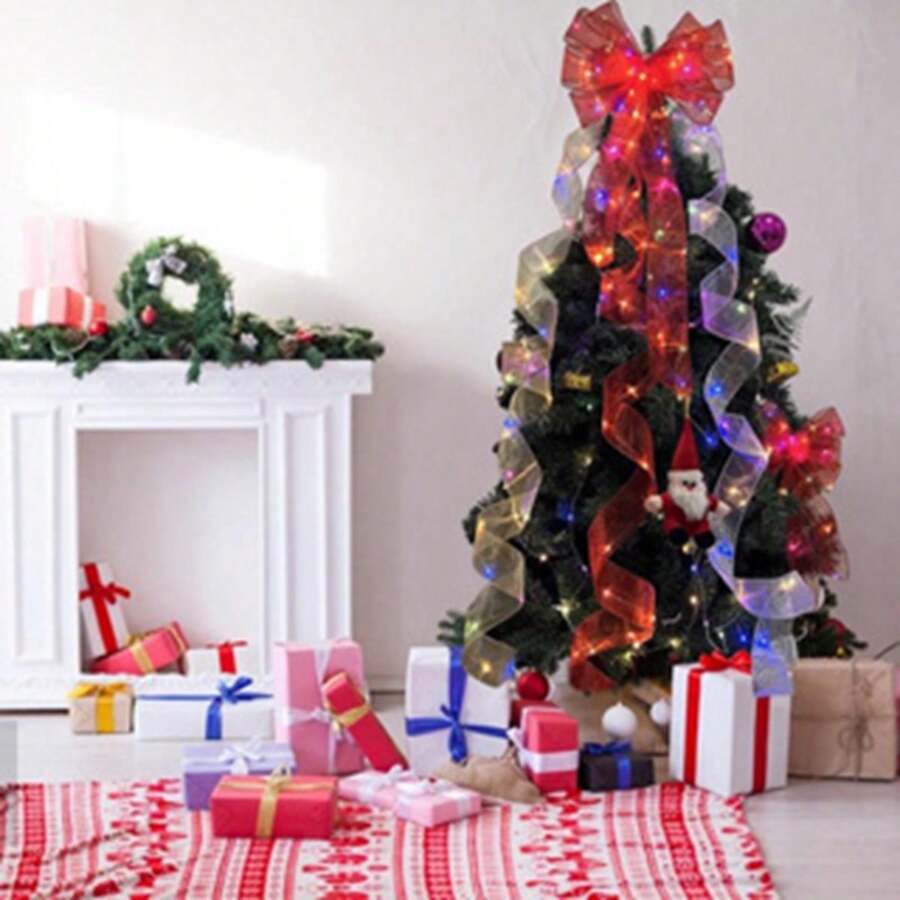 Christmas Ribbon For Trees Bows Christmas Decoration Wired Ribbon 3m - 彩色 - 查看 1