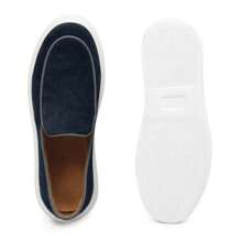 Men's Suede Loafer Lined With Insole - Navy Blue - View 5