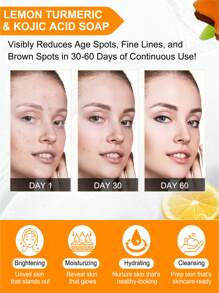 1 件装柠檬亮白姜黄油酸皂，深层清洁冷皂去角质深层清洁保湿肌肤 - 彩色 - 查看 7