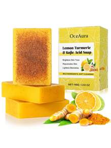 1 件装柠檬亮白姜黄油酸皂，深层清洁冷皂去角质深层清洁保湿肌肤 - 彩色 - 查看 3