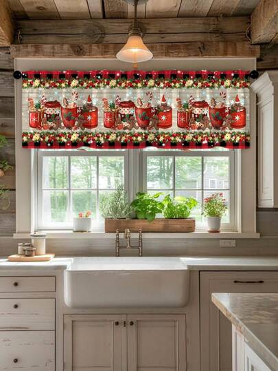 1pc Snowman Pattern Curtain, Suitable For Living Room, Bedroom, Bathroom Decor, 4-Season Use Gifts Birthday Graduation Christmas  Christmas Decor  Christmas Decorations Christmas Decoration Home Decor