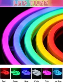 Acosh Neon 圣诞节等场合使用的 LED 霓虹灯条 - 电池供电，带开/关开关，室内/室外使用，多色照明，适合派对、阳台、餐厅装饰 - 多色 - 查看 5