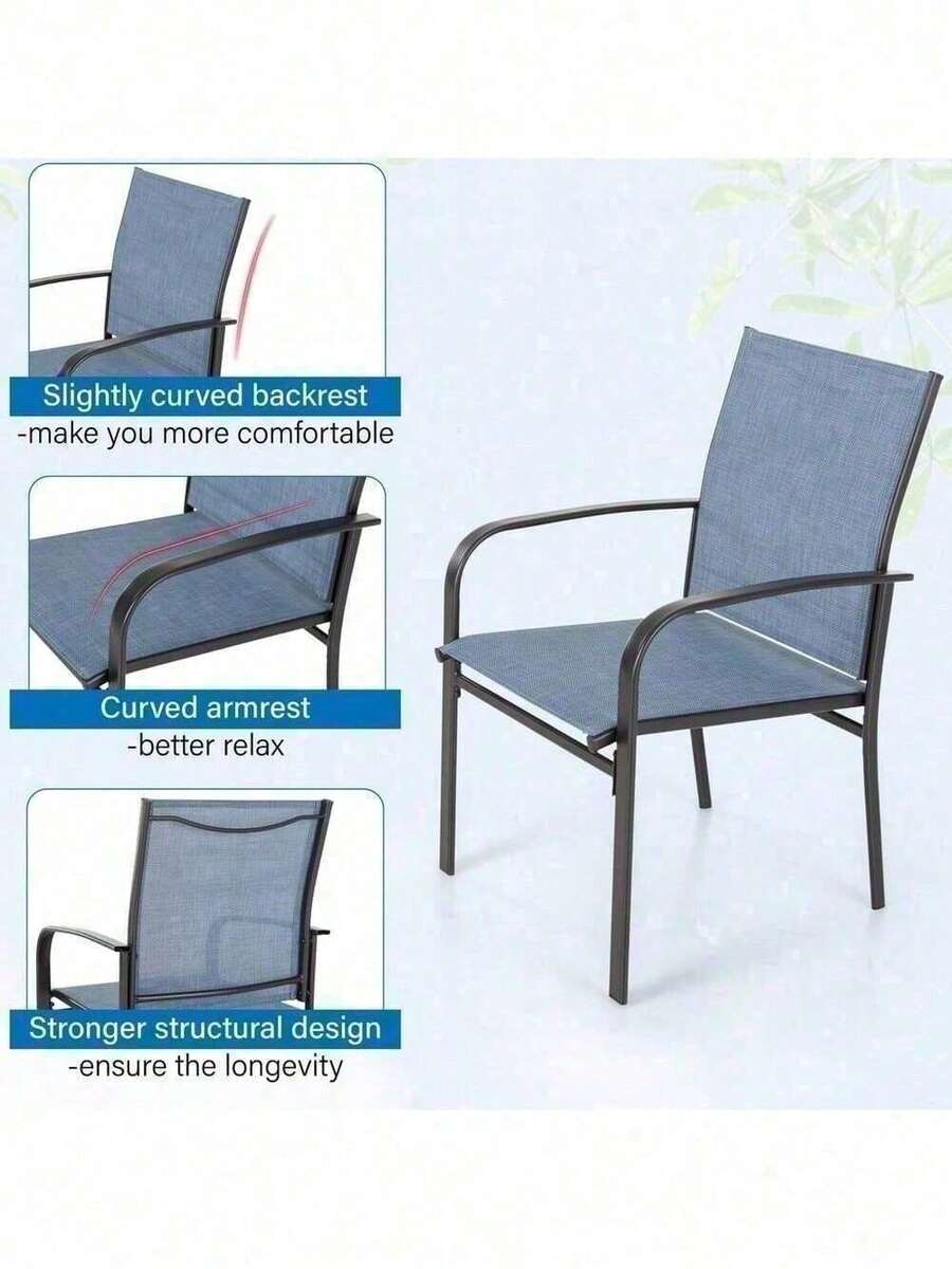 Conjunto de comedor para patio de 7 piezas, mesa de metal al aire libre