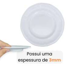 WHITE DESSERT PLATE 17 CM DELICATE DECORATED EDGE IN MELAMINE / PREMIUM PLASTIC - 白色 - 查看 6