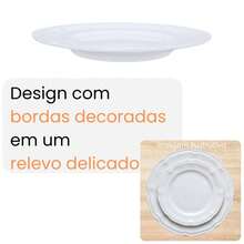 WHITE DESSERT PLATE 17 CM DELICATE DECORATED EDGE IN MELAMINE / PREMIUM PLASTIC - 白色 - 查看 3