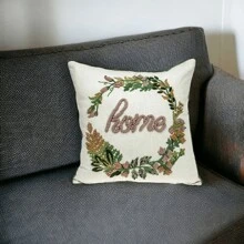 18 X 18 Beige Zippered 100% Cotton Throw Pillow